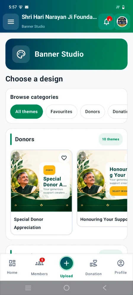 NGO Setu Banner Studio theme categories