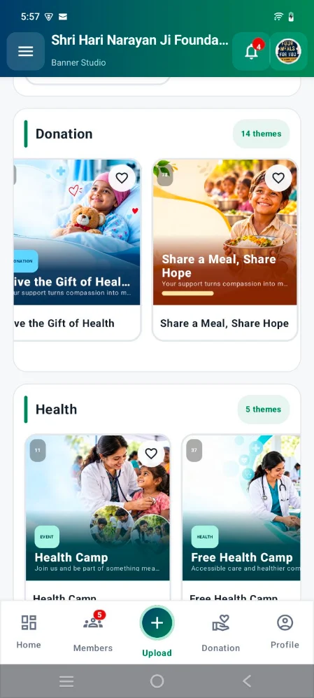 NGO Setu donation and health banner themes